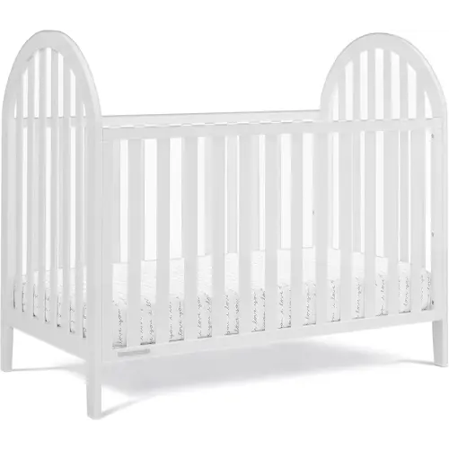 Delta Children Milano 4-in-1 Convertible Crib - Greenguard Gold Certified, Bianca White