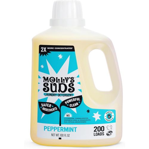 Molly's Suds Liquid Laundry Detergent | Clean Laundry Detergent Soap for Sensitive Skin | 2x Concentrated, High Efficiency (HE) (Ocean Mist - 200 Loads)