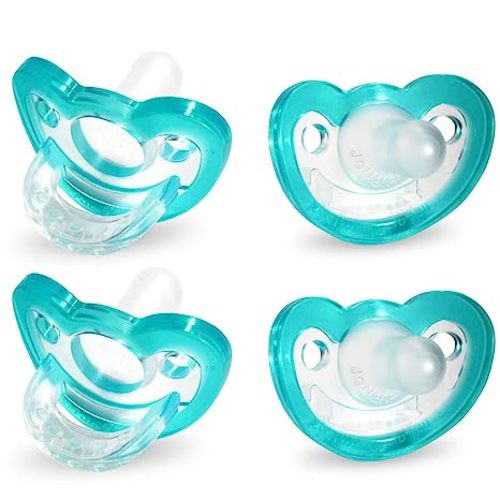 RaZbaby Jollypop Pacifier for Newborns & Up, USA Made, Natural Shaped Orthodontic Binky, Lovingly Shared in NICUs & Hospitals Worldwide, Medical-Grade 100% BPA-Free - 0-3 Months, 6 Pack - Teal