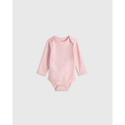 100% Organic Cotton Long Sleeve Bodysuit  in Baby Pink