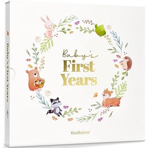 Keepsake Baby Memory Book, Girl, Boy - Beautiful First 5 Year Journal Book, 100 Pages Newborn Milestone Scrapbook, From Pregnancy to Age 5, First Time Mom Gifts for Baby Shower, Gender Neutral (Muse)