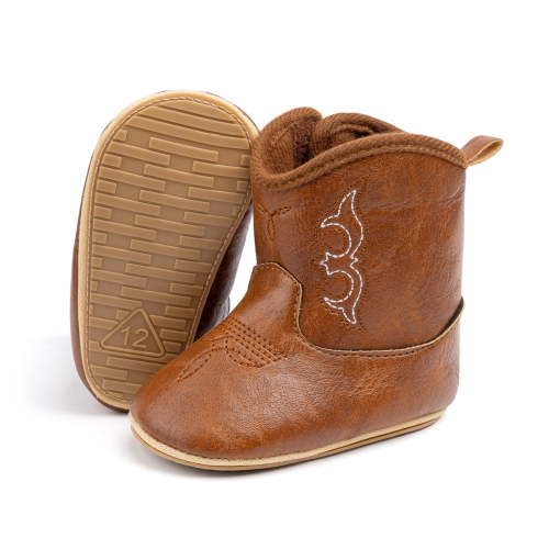 Meckior Baby Girls Cowboy Boots Velcro Soft Sole Non-Slip Toddler Shoes for First Walkers 6-24 Months