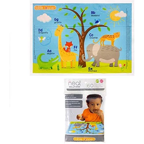 Neat Solutions Table Topper Disposable Stick-on Placemats in Reusable Package, Gender Neutral, 12" x 18", 60 Count (Styles May Vary)