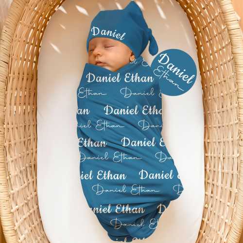 Personalized Custom Swaddle Set, Personalized Name Swaddle Blanket, Baby Swaddle For Girl Boy, Newborn Swaddle, Hospital Coming Home Outfit