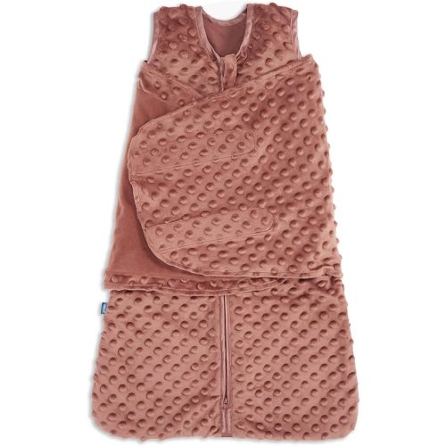 HALO Sleepsack Swaddle, 3-Way Adjustable Swaddle Blanket, TOG 3.0, Velboa, Cedar Plush Dots, Small, 3-6 Months