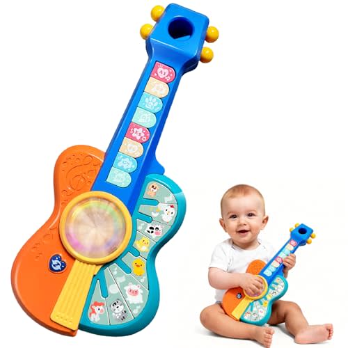 Toddlers Guitar Musical Toys for 1-2 Year Old Boy/Girl, Multiple Modes with Piano Keys, Animal Sounds, Musical, Baby Toys 12-18-24 Months, Gifts for One Year Old Boys/Girl