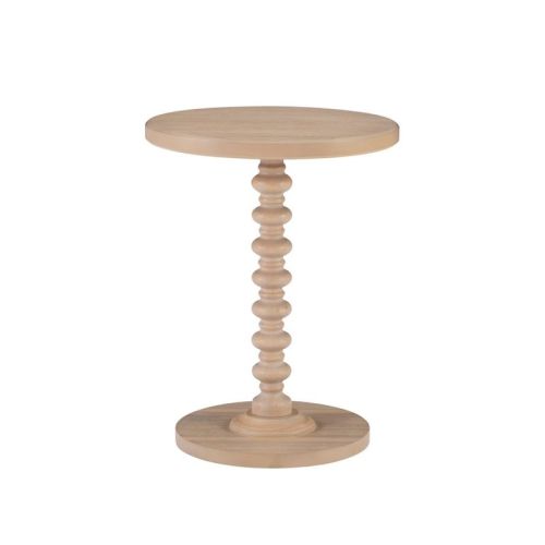 17" Teyla Traditional Round Wood Accent Spindle Table Natural - Powell: Sturdy Pedestal Base, MDF Surface