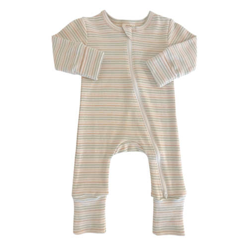 Multi Stripe / Organic 2-Way Zip Romper SpearmintLOVE size 3-6 months