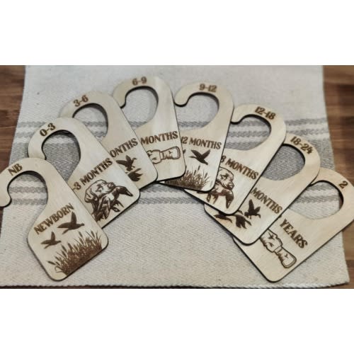 Laser Cut Duck Baby Closet Dividers | Engraved Nursery Organization | Waterfowl Hunting Themed