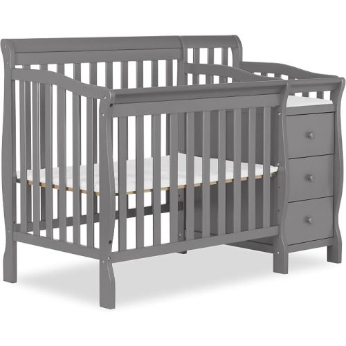 Dream On Me Jayden 4-in-1 Mini Convertible Crib and Changer, Natural | Detachable Changer, 3 Drawers, 3-Position Support, Twin Bed, BSA, 50Lb