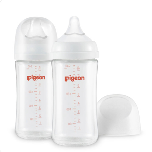 Glass Wide Neck Baby Bottle, 2 Packs, 5.4 Oz(160ml) for newborns – Pigeon