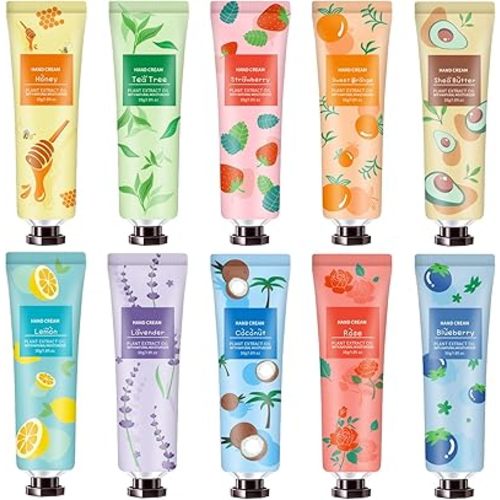 10 Pack Hand Cream for Dry Cracked Hands,Mothers Day Gifts,Teacher Appreciation Gifts,Nurses Week Gifts,Birthday Gifts for Women,Natural Plant Fragrance Mini Hand Lotion Moisturizing Hand Care Cream