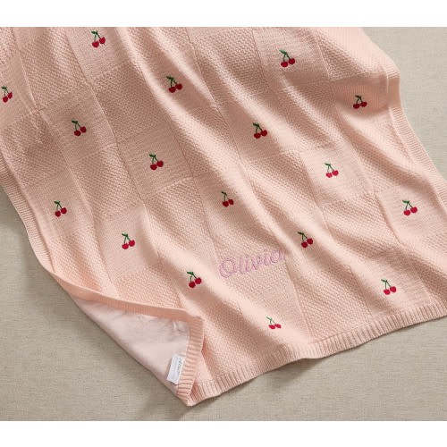 Cherries Patchwork Knit Baby Blanket
