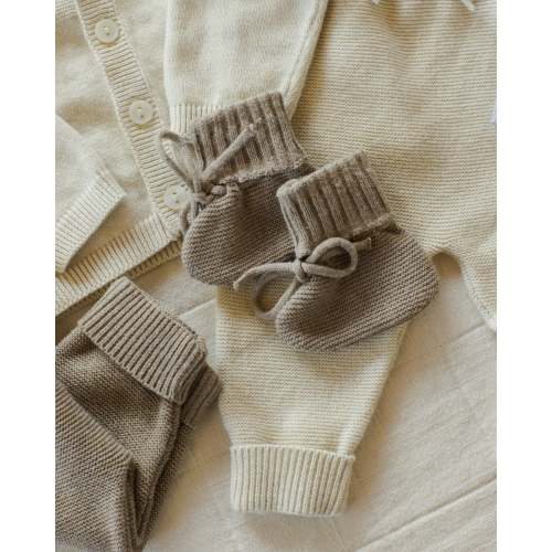 Knit Booties Heathered Mocha