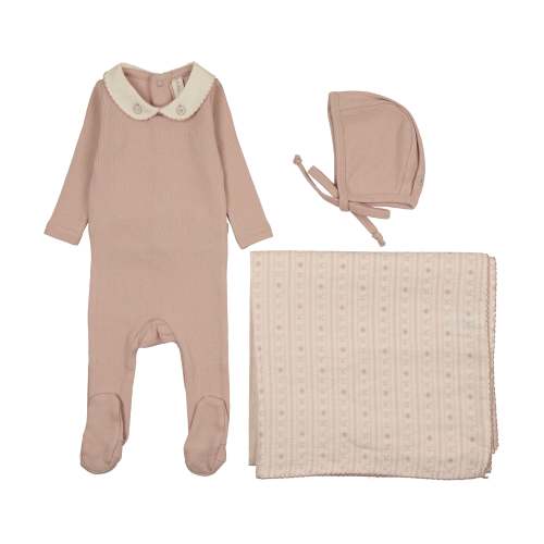 Lilette Dusty Pink Sweetheart Collar Layette Set