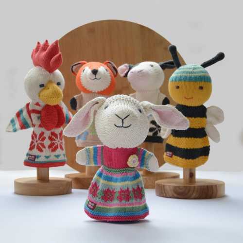 Farmyard Animal Hand Puppets - Hand Knitted