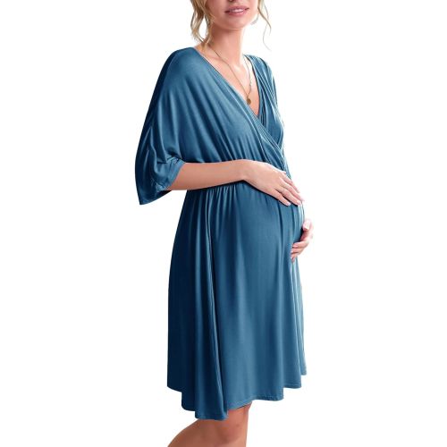 Ekouaer 3 in 1 Labor/Delivery/Hospital Gown Maternity Dress Nursing Nightgown Sleepwear for Breastfeeding