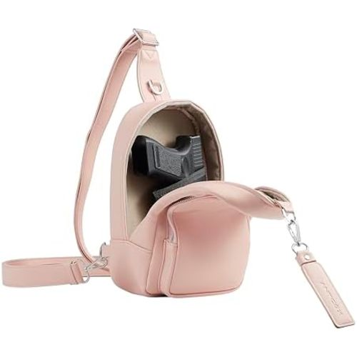 CCW Sling bag Concealed carry crossbody bag for Women & Men-Include universal fast draw Holster (Pink)