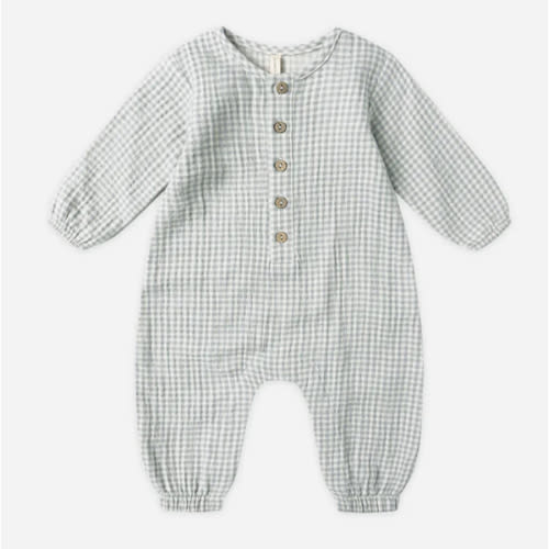 Woven Jumpsuit || Blue Gingham – Quincy Mae