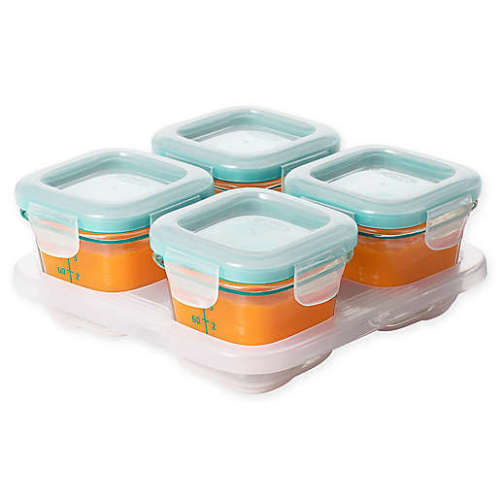 OXO Tot® 4 oz. Glass Baby Food Storage Blocks in Teal (Set of 4)OXO Tot® 4 oz. Glass Baby Food Storage Blocks in Teal (Set of 4)