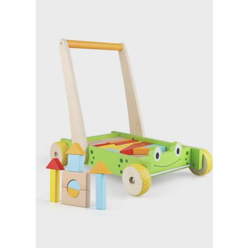 Wooden Baby Walker with Toy Blocks - Montessori Learning