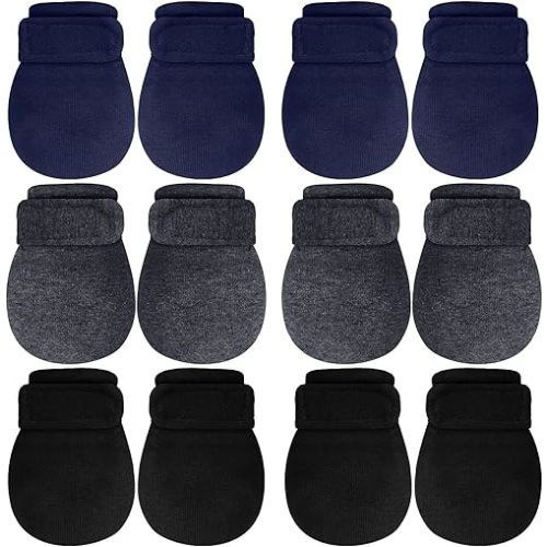 Newcotte Adjustable Baby Mittens No Scratch Newborn Cotton Breathable Gloves Warm Baby Mitts for Boys