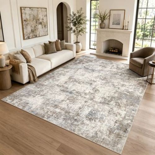 Washable Area Rug Modern Abstract Soft Thin Living Room Rug Indoor Floor No Slip Stain Resistant Carpet for Bedroom Dining Room Home Office