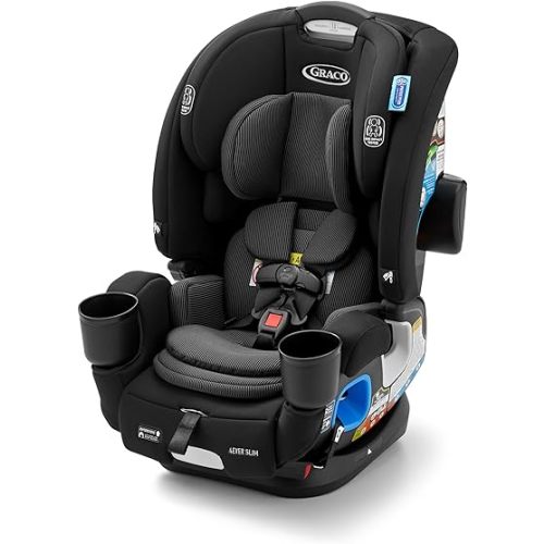 Graco 4Ever DLX Slim 4-in-1 Infant to Toddler Car Seat, Rear Facing, Forward Facing, to High Back Booster & Backless Booster, Slim Car Seat Saves Space & Grows with Child, Thompson