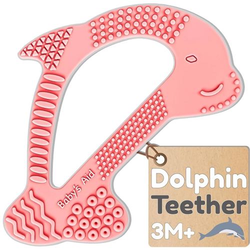 Baby Teething Toy, 8 Pain Relief Textures, Dolphin Silicone Teethers for Babies, Easy to Hold, Chew & Clean, BPA-Free Baby Teething Relief, Durable and Flexible Infant Chew Toys, 3M+ - Baby’s Aid
