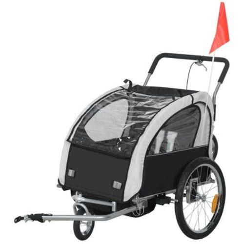 Aosom Elite 360 Swivel Bike Trailer for Kids Double Child Two-Wheel Bicycle Cargo Trailer With 2 Security Harnesses, Black