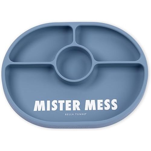 Bella Tunno Suction Plate for Babies & Toddlers, Self-Feeding Dish for Baby Led Weaning, Silicone Divided Plate, Sticks to Highchair Trays & Tables, Microwave & Dishwasher Safe, Mister Mess