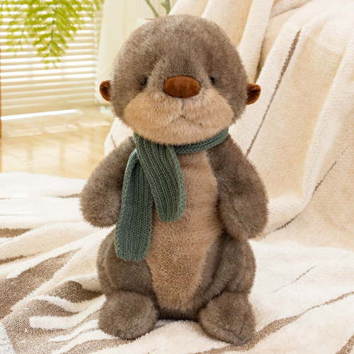 2025 New Cute Otter Plush Toys, Soft Toys Scarf Otter Hugging Sleeping Water Dog, Plush Figures Toys Plush Cartoon Stuffed Animal Doll Bed Sleeping Accompany Best Birthday Gift Doll for Kids