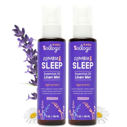 Oilogic Slumber & Sleep Spray for Babies & Toddlers - Baby Essentials | Aromatherapy Linen Spray with 100% Pure Essential Oils for Restful Sleep & Comfort at Bedtime - Pediatrician-Tested, 2-Pack