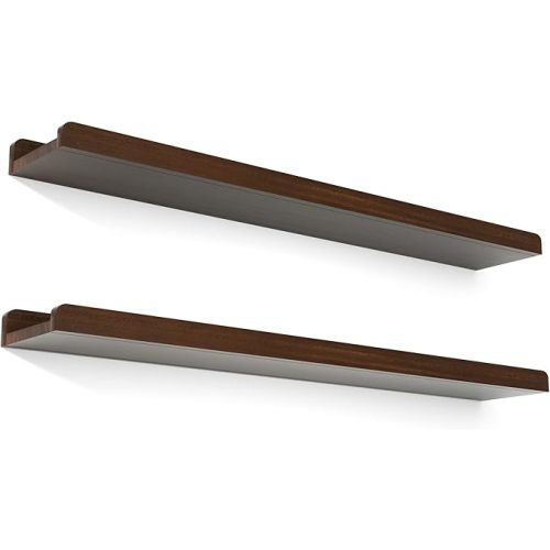 Love-KANKEI 36 Inch Long Floating Shelves Wall Mounted Set of 2, Large Wood Wall Shelves for Storage, Rustic Hanging Shelves for Display,Bedroom Living Room Bathroom Kitchen Office Dark Walnut