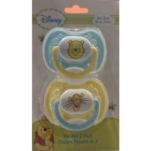 Disney Baby Winnie The Pooh Pacifier Blue & Yellow-2 Pack With Covers Free Ship