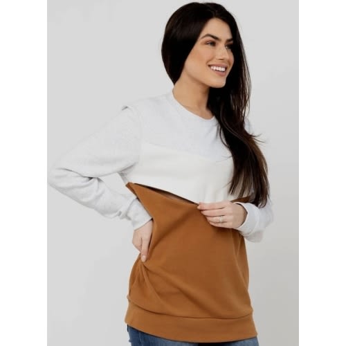 Nursing Sweatshirt Cotton - Camel (M)