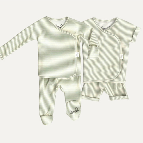 Baby Bundle - Mint Twist Footie + Romper – Bonsie Skin to Skin Babywear