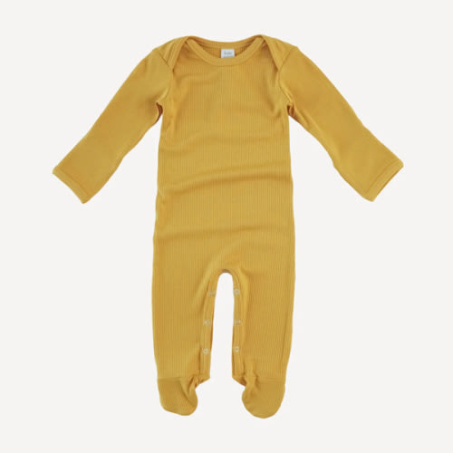 long sleeve lap neck footie | golden sun | modal skinny rib – kate quinn