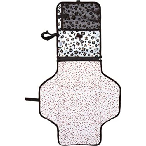 Nuby Portable Baby Changing Pad Station, Quick Wipe Clean Changing Mat with Built-in Pillow, Leopard Print