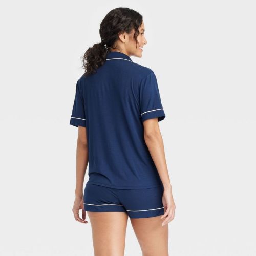 Women's Cloud Knit Modal Short Sleeve Notch Collar Top and Shorts Pajama Set - Auden™