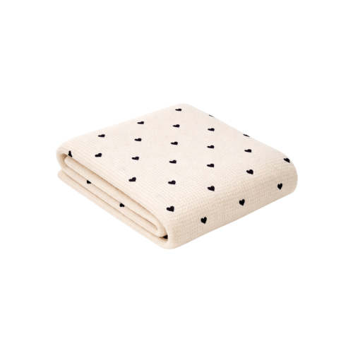 Organic Cotton Waffle Swaddle Blanket, Black Heart