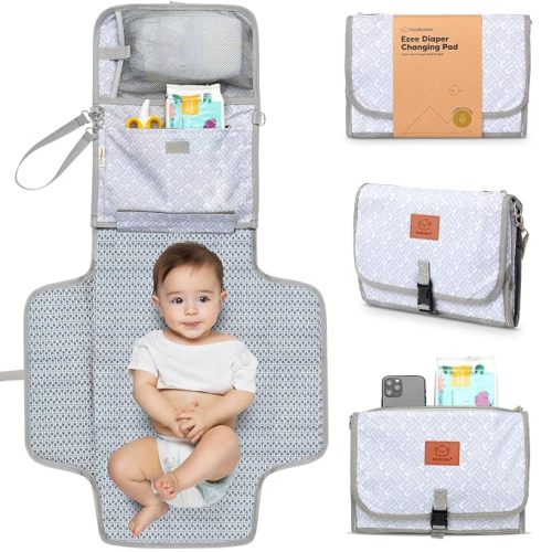 KeaBabies Portable Diaper Changing Pad, Baby Changing Mat (Gray Mod)