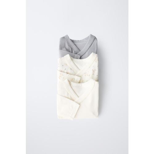 THREE-PACK OF KIMONO NECK FLORAL SOFT QUALITY BODYSUITS - Gray | ZARA United States