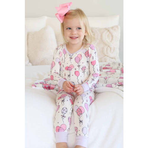 Party Time Two Piece Bamboo Pajamas in Pink | Caden Lane