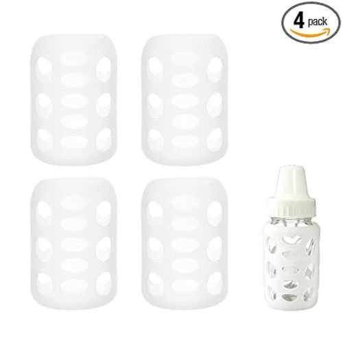 4Pack Silicone Sleeve for Evenflo Feeding Classic Glass 4oz, Glass Bottle Sleeves for Balance Plus Standard Neck 4oz, Scald Sleeve Heat Protective Case