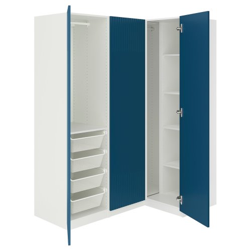 PAX / FYRUDDEN Corner wardrobe - white/blue 63 1/4/43 1/2x79 1/4 "