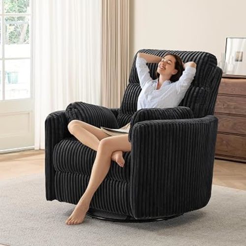 GRAINELL Oversize Power Swivel Recliner, 40'' Wide Electric Recliner Black