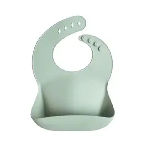 mushie Silicone Baby Bib | Adjustable Fit Waterproof Bibs (Cambridge Blue)