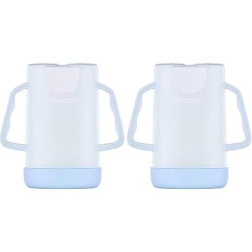 Momcozy Baby Pouch Holder No Squeeze, Baby Food & Juice Box Holder, Mess-Free, Easy Grip for Self-Feeding, BPA-Free & DEHP-Free, Must-Have for Babies, Blue (Pack of 2)