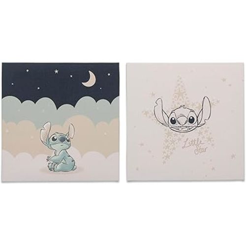 Open Road Brands Disney Lilo and Stitch Little Star Gallery Wrapped Canvas Wall Art 2-Pack - Cute Stitch Wall Decor for Nursery or Bedroom